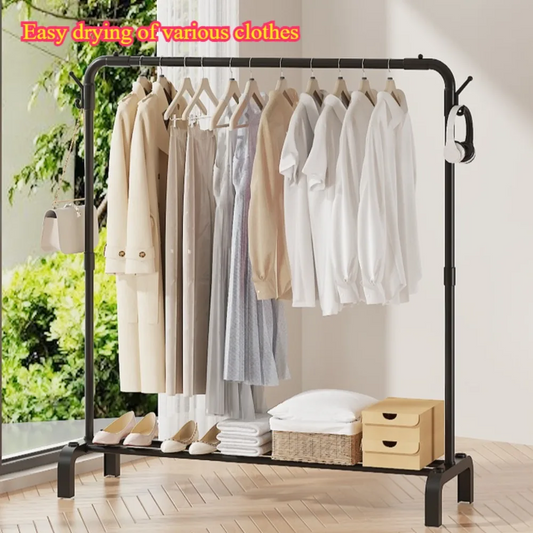 Adjustable Metal Clothes Rack With Wheels - Single & Double Pole